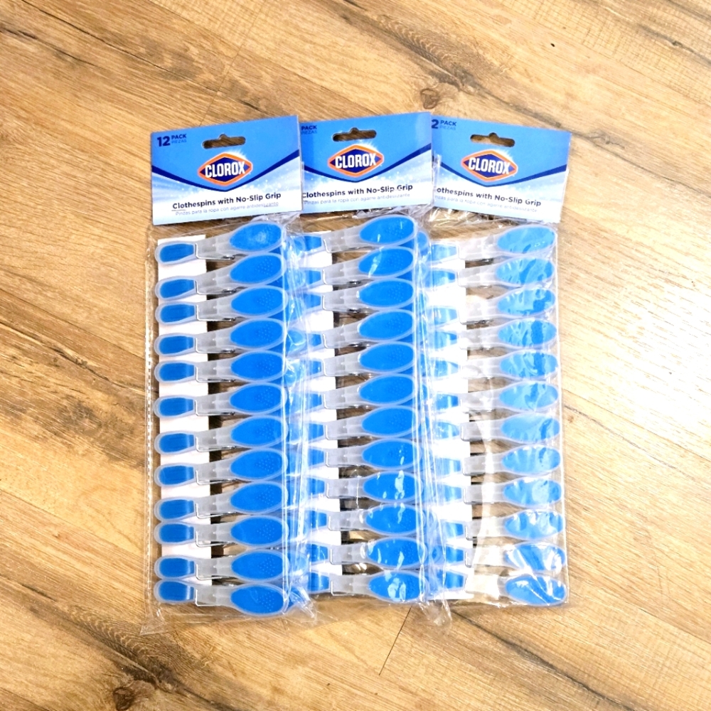 Clorox Clothespins No Slip Grip Lot Of 3 Packs 36 Pins Laundry Crafts Chip Clip
